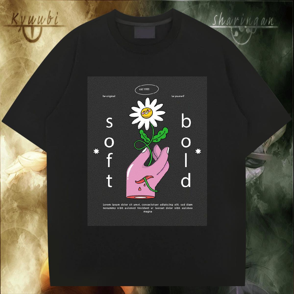 Brand T Shirts Men 230g Pure Cotton flower Spring Summer Plus Size Custom Breathable Short Sleeve Men Tshirts Casual New Tops
