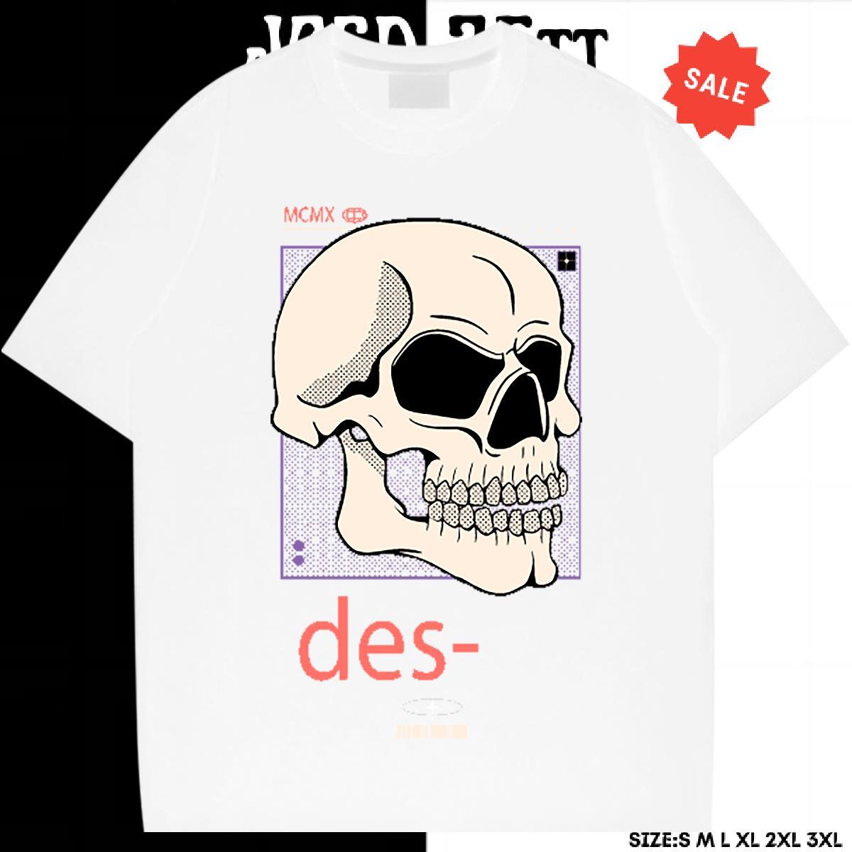 High Quality Man T Shirts 230g Cotton skull Casual Beach Customized O Neck Short Sleeves Couples T Shirts Fashion Design Top Tees