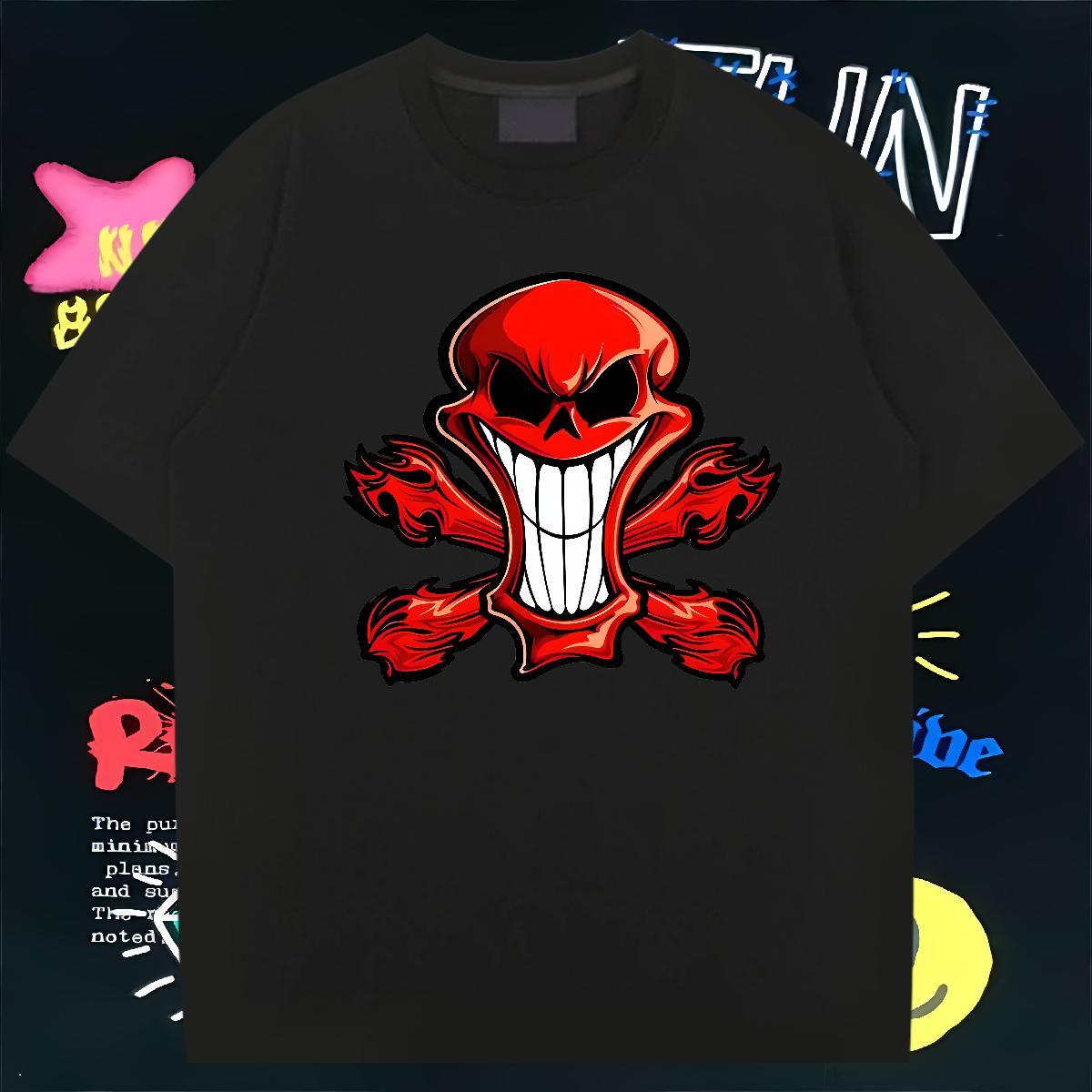 Designer T shirt 230g Pure Cotton skull Summer Casual DIY Logo Oversized Short Sleeve O-Neck Tshirts New Arrival Polos