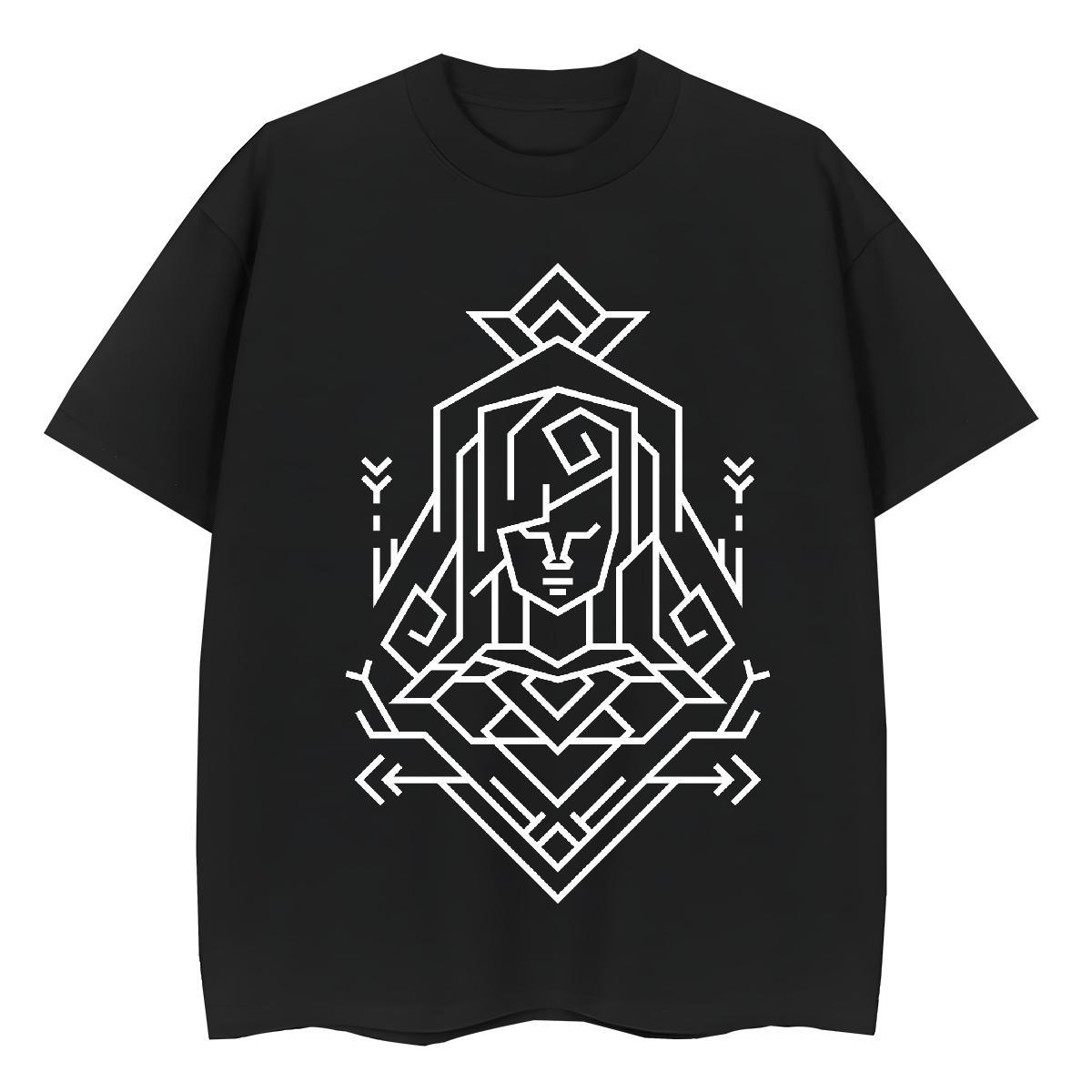 Nice Couples T Shirts 230g Pure Cotton Geometric line Street Wear Women T Shirts O-Neck Short Sleeve Anime Oversized Tees Shirts