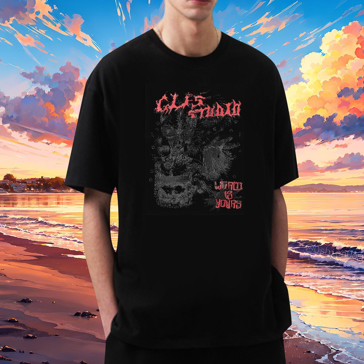 Free Shipping T Shirt For Man 230g Cotton skull Street wear Hip Hop Custom Printing Breathable Crew Neck Men Tops Tees New Designer Tops Shirt