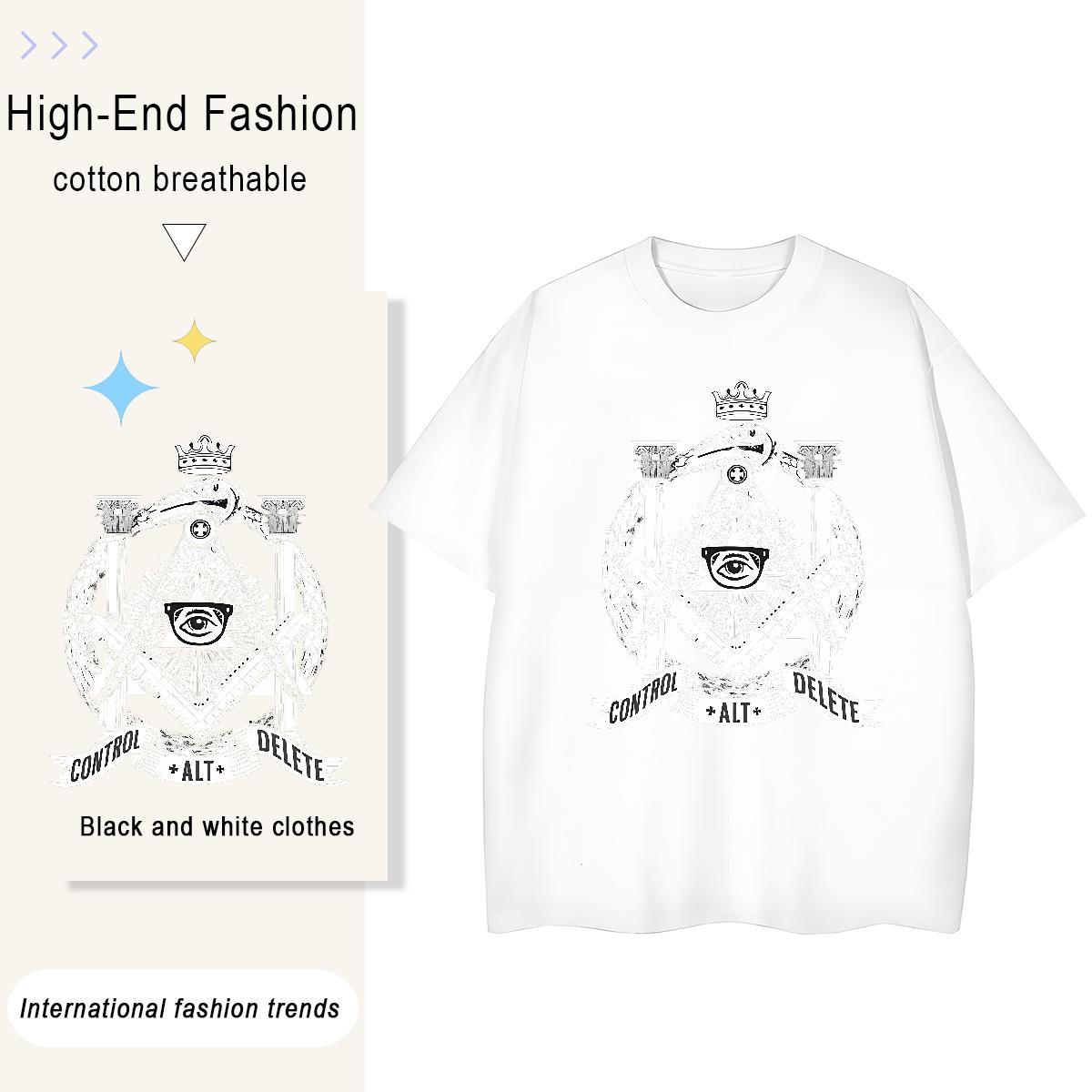 Brand T shirt 230g Cotton eye of the devil Street Skull Breathable Men Tees Classic Top Tees