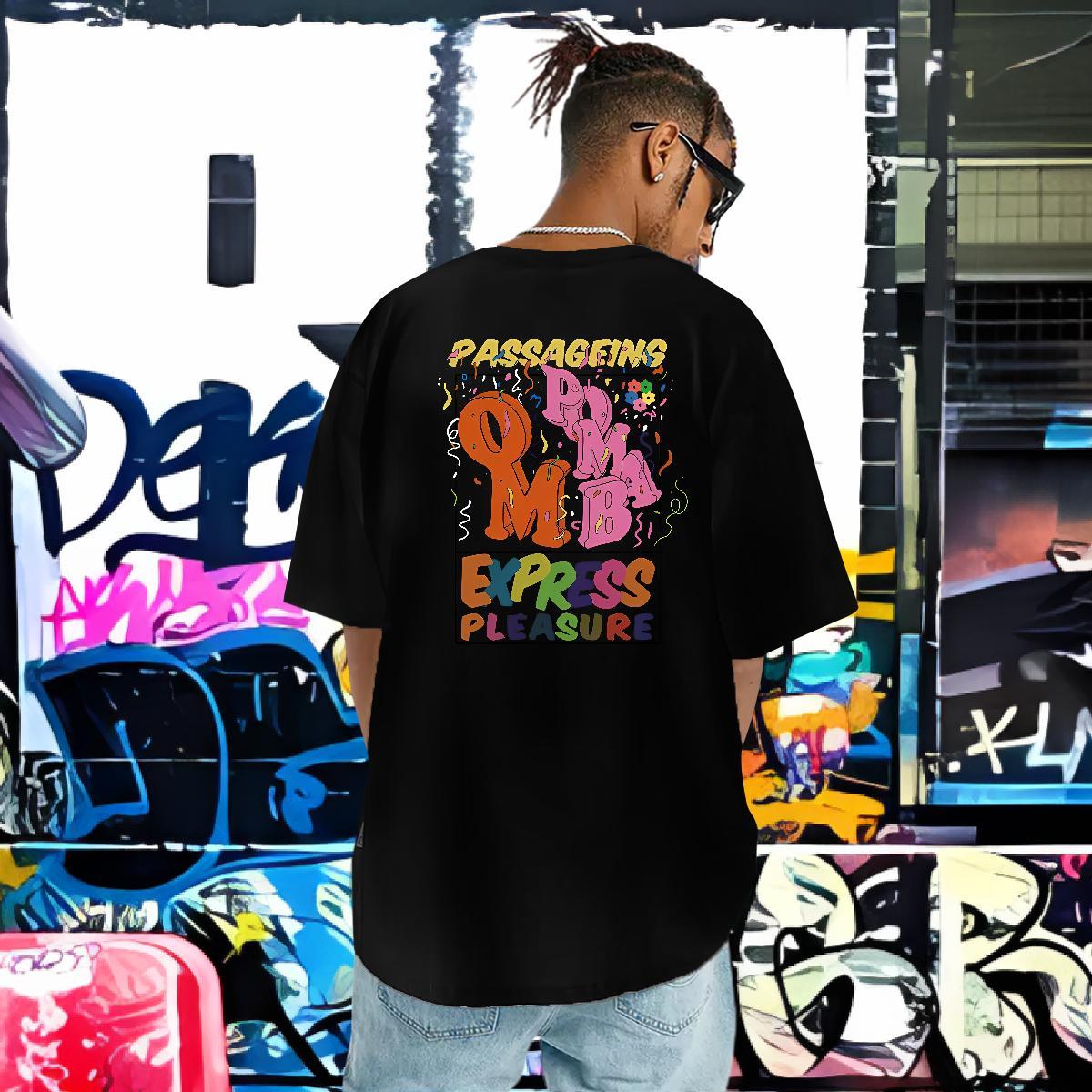Classic Man T Shirts 230g 100% Cotton letter High Street Hip Hop Cartoon Print O Neck Short Sleeves Men Tops Tees Fashion New Clothings