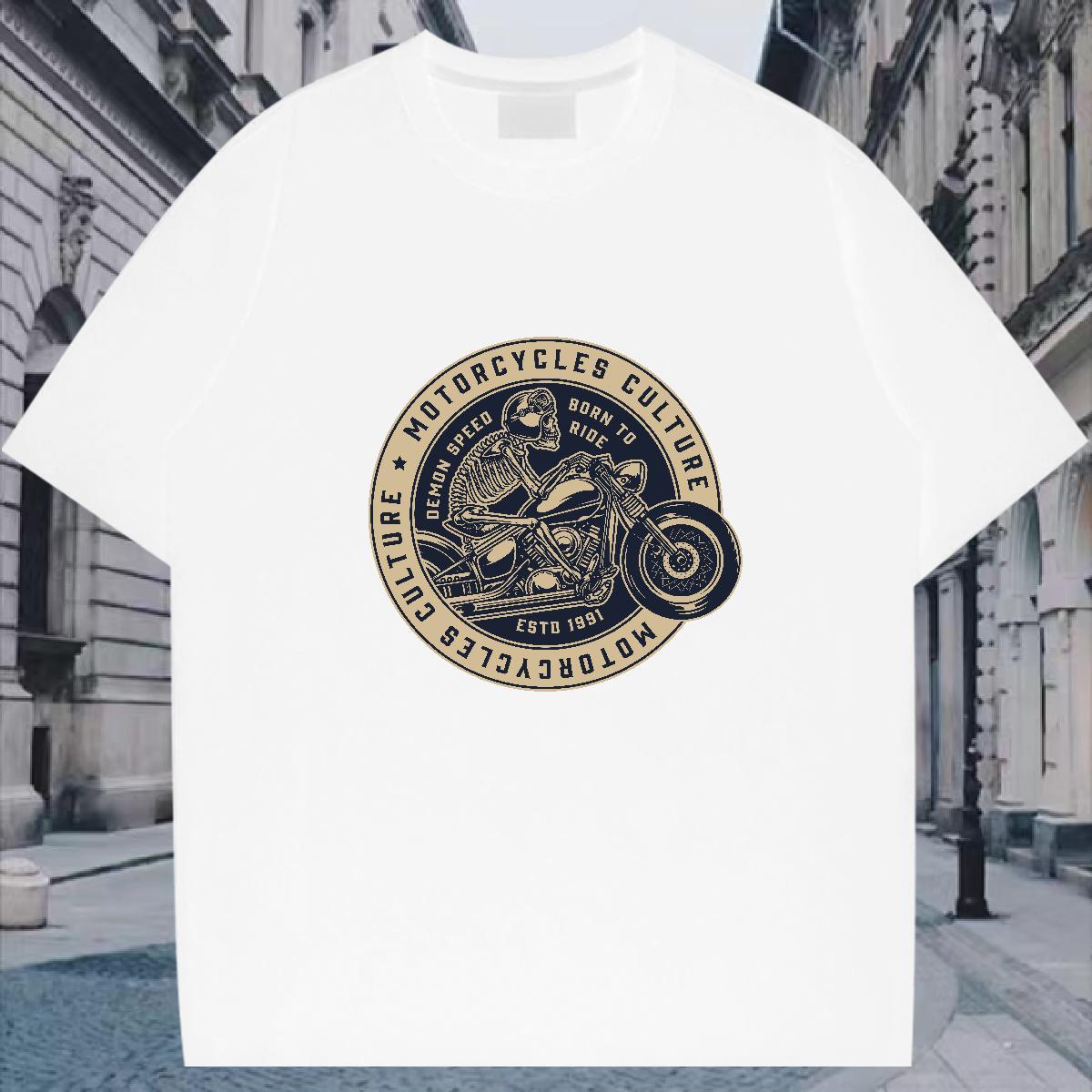 Loose Man T Shirts 230g Cotton skull Hip Hop Custom Print Plus Size O-Neck Short Sleeve Tshirt for Man Woman Designer Fashion Tees