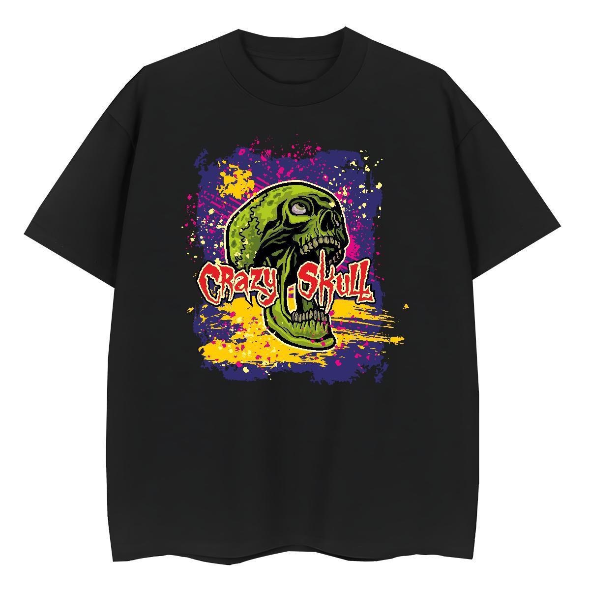 High Quality Mens T Shirts 230g Cotton skull Summer Casual Plus Size Cartoon Breathable Crew Neck Men Tees Free Shipping Tees Shirts