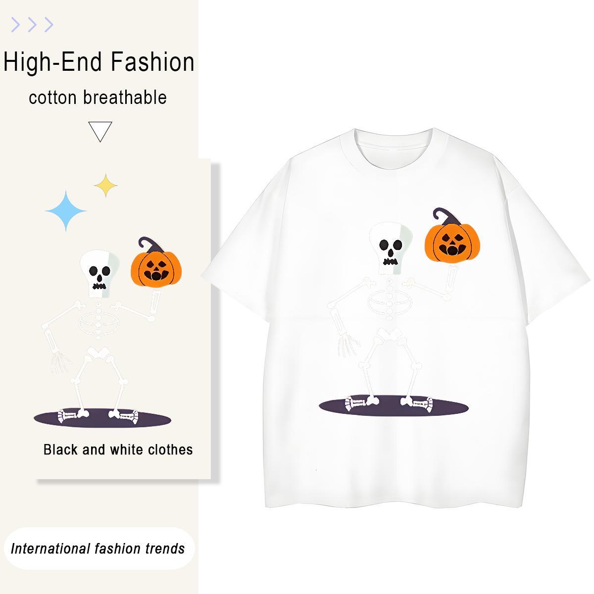 Unisex Men T Shirts 100% Cotton 230g skull Hip Hop Street Anime Pure Cotton Mens Tshirts 2024 Tops