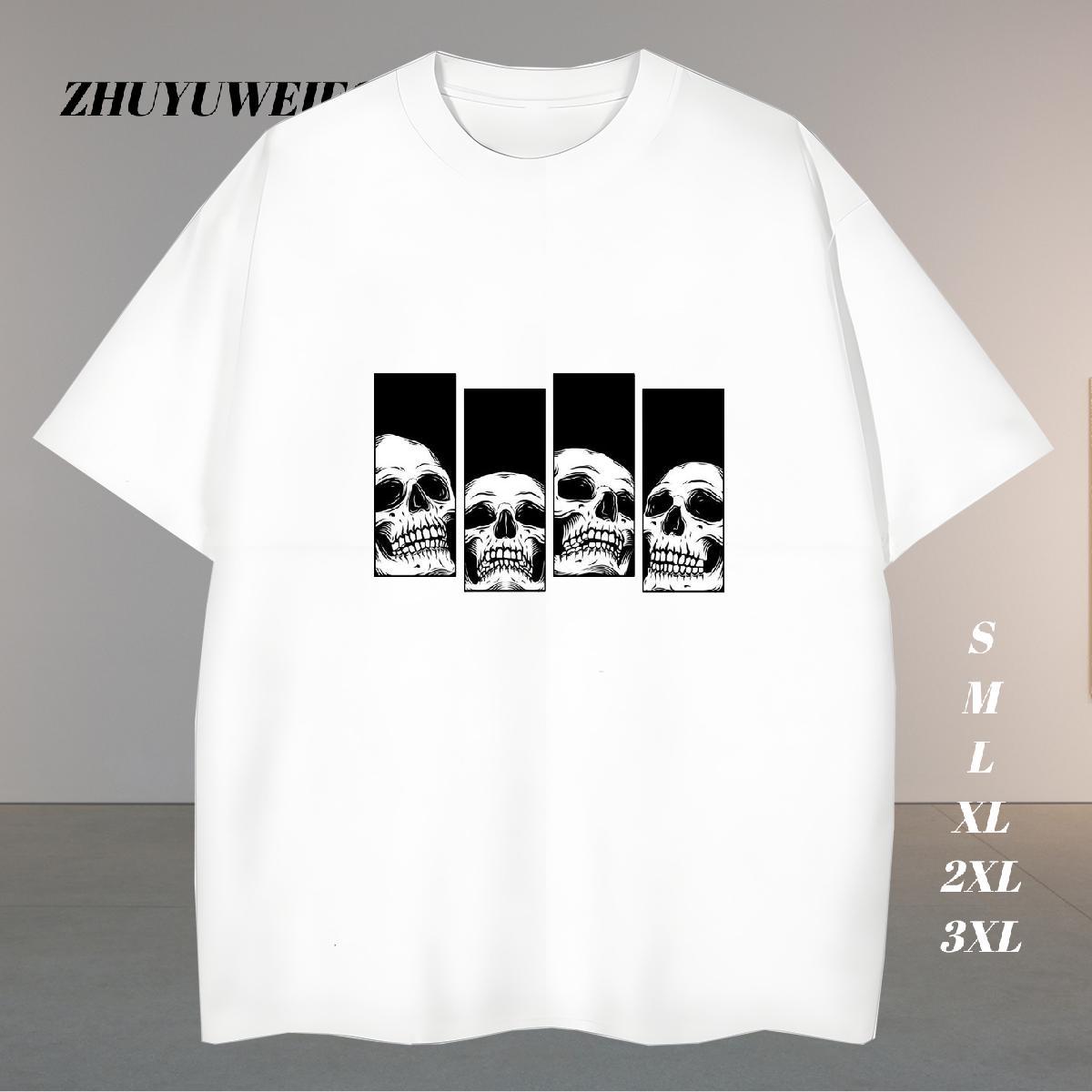 Designer T-Shirts for Men 230g Cotton skull Summer Casual Oversized Crew Neck Breathable Men Clothes T-Shirt New Designer Polos