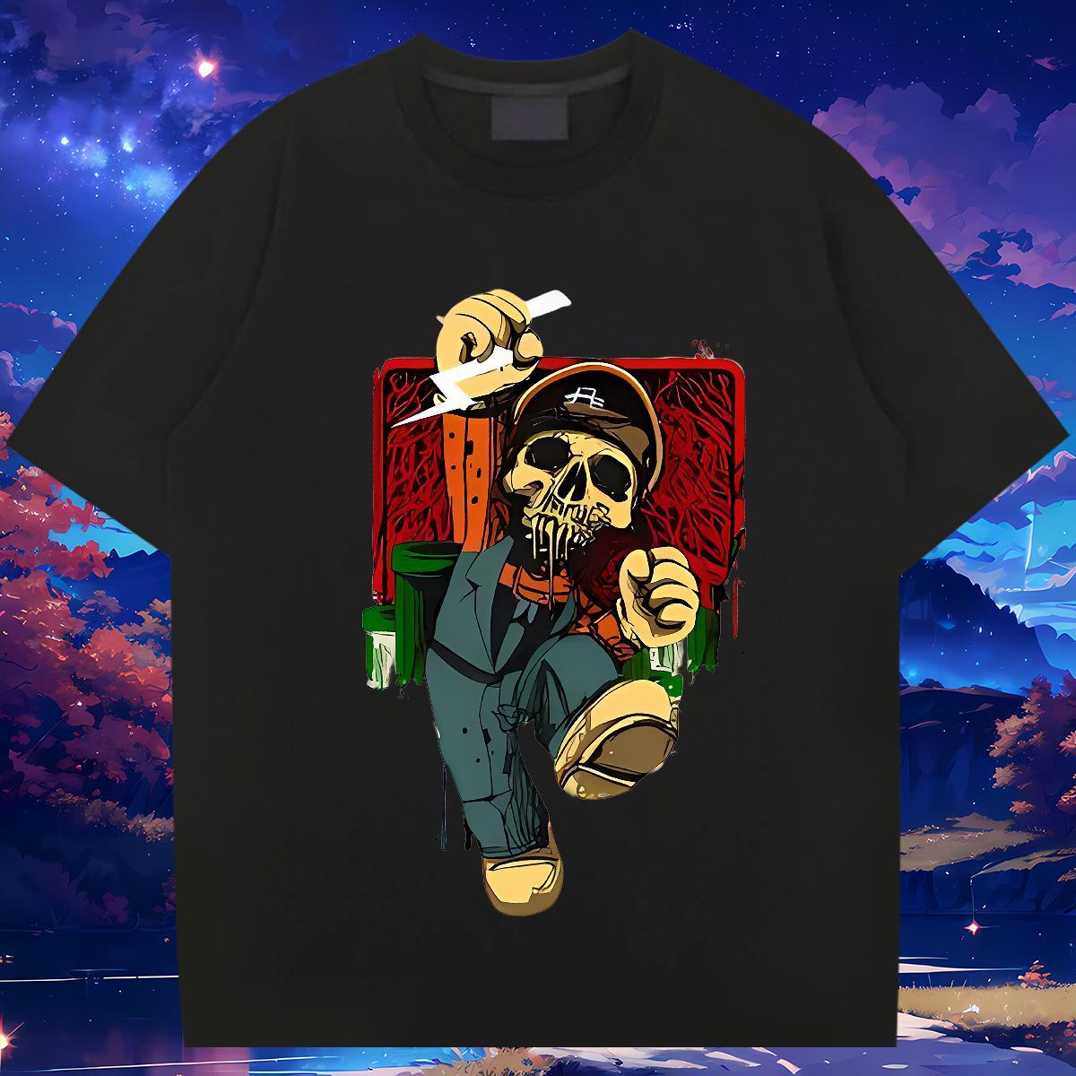 Loose Fit T shirt 100% Cotton 230g skull Spring Summer Plus Size Custom Round Neck Short Sleeve Men Clothes T-Shirt Stylist Polos