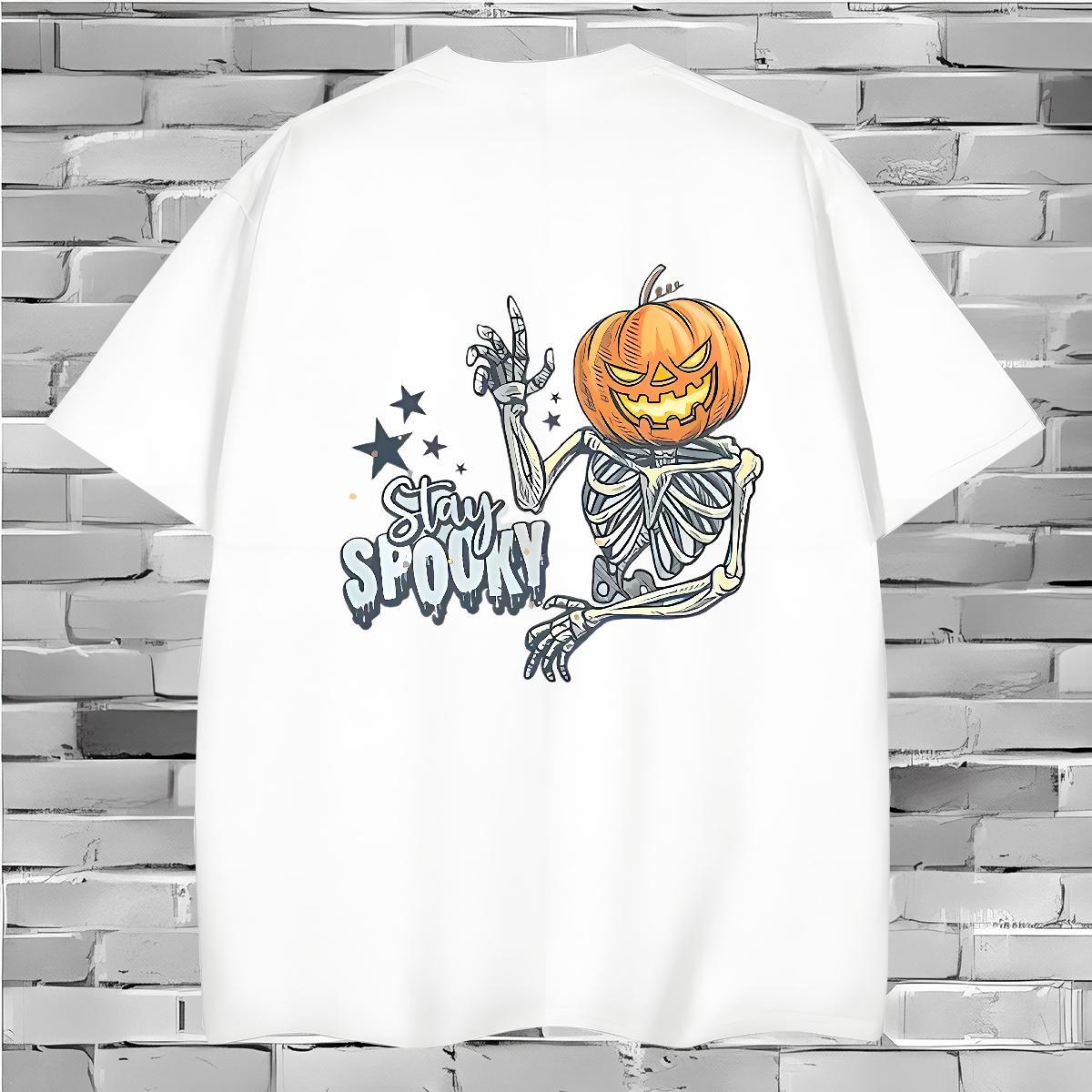 Unisex Man T Shirts 230g Pure Cotton halloween Spring Summer Custom Anime Round Neck Short Sleeve Tshirt for Man Woman Customized Top Tees
