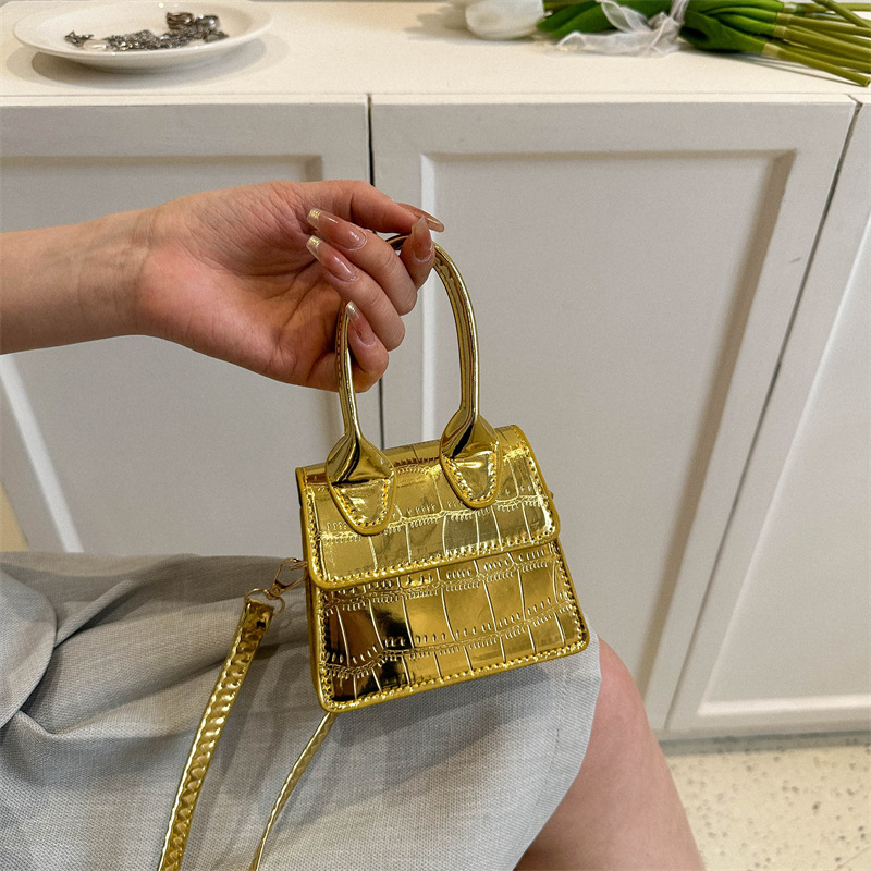 Trendy handbag shoulder bag candy color glossy stone pattern