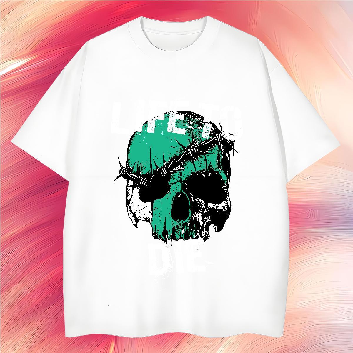 High Quality Mens T Shirts 230g Cotton skull Sport Plus Size Cartoon Breathable Soft Tshirts Fashion Designer Tops Tees