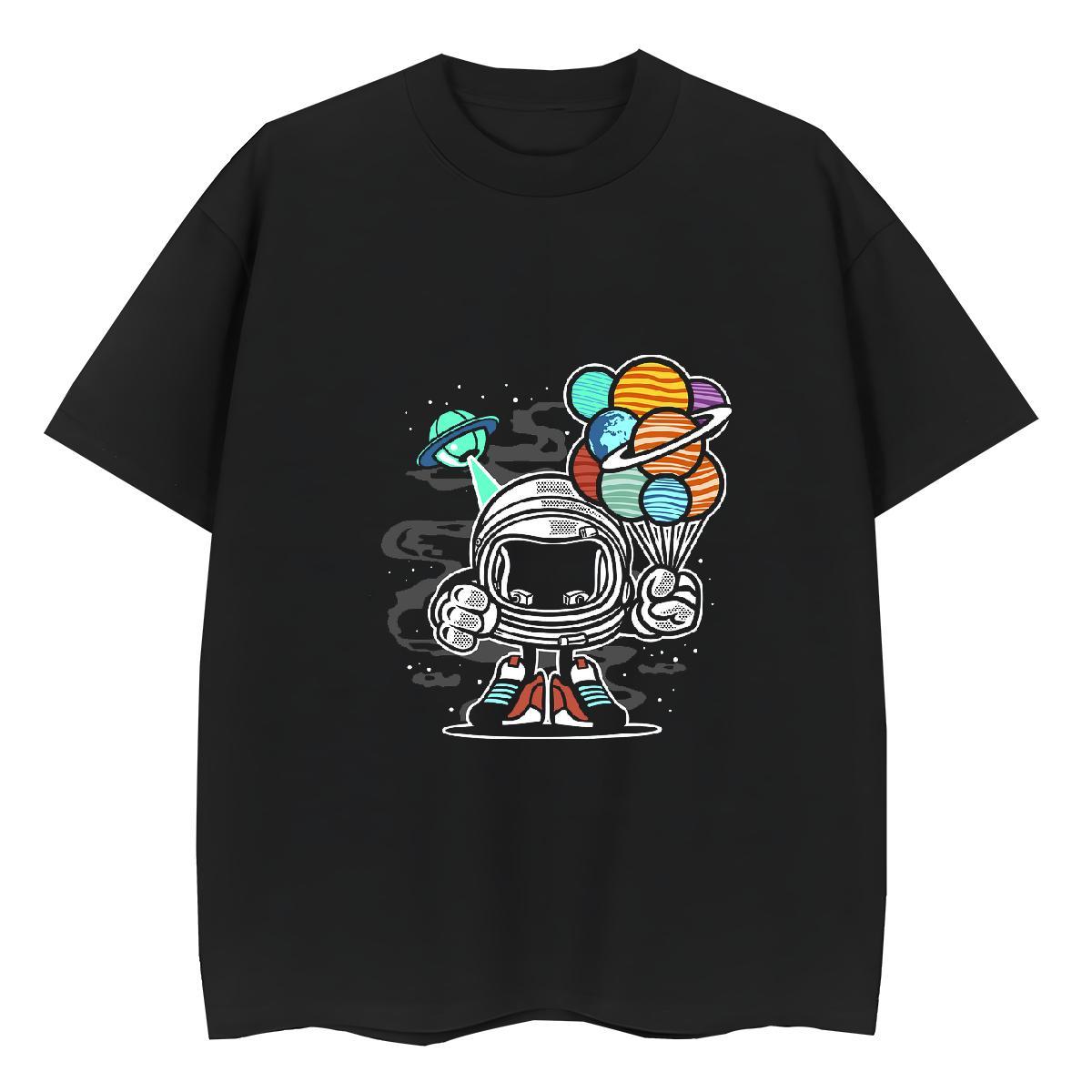 Loose Tshirt for Man Woman 230g 100% Cotton universe Casual Daily Wear T-Shirts Breathable Soft White Plus Size Tops