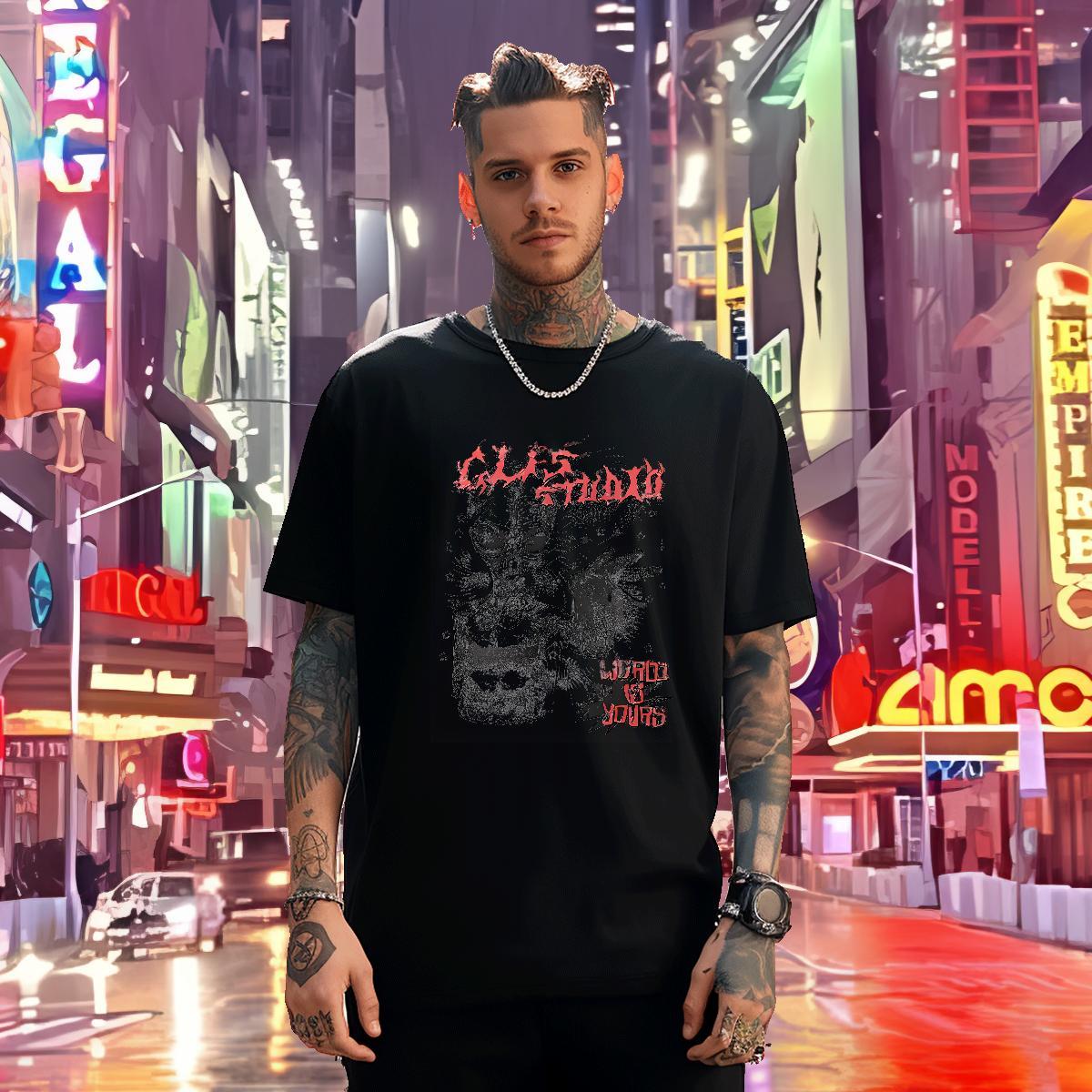 Cool T Shirts Men 230g 100% Cotton skull Anime Printing Street Skull Breathable Crew Neck Men Tshirts Designer Tees Shirts