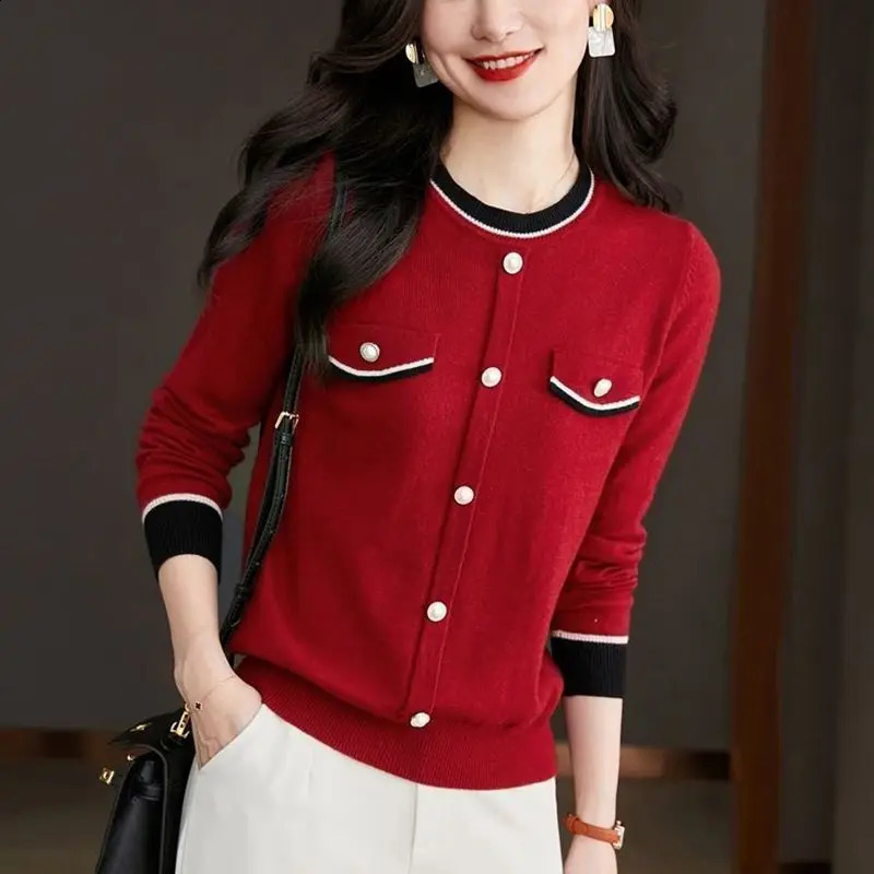 Women Autumn Korean Fashion Loose Diamonds O-neck Long Sleeve Knitting Shirts Women Clothes Simplicity All-match Trend Knitwear 240824
