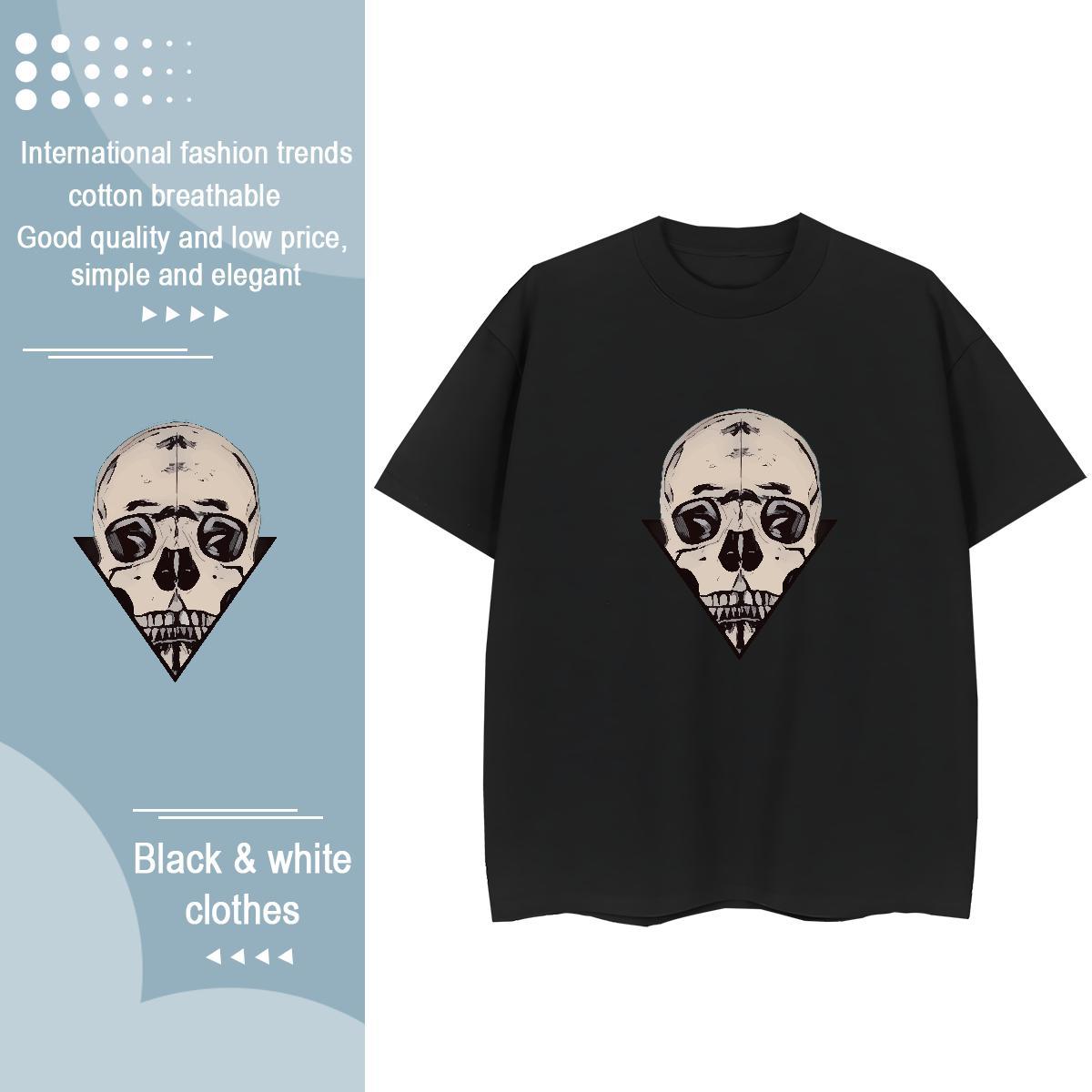 Designer T Shirts Men 100% Cotton 230g skull Street Custom Anime Pure Cotton Tshirts Designer Fashion Clothings