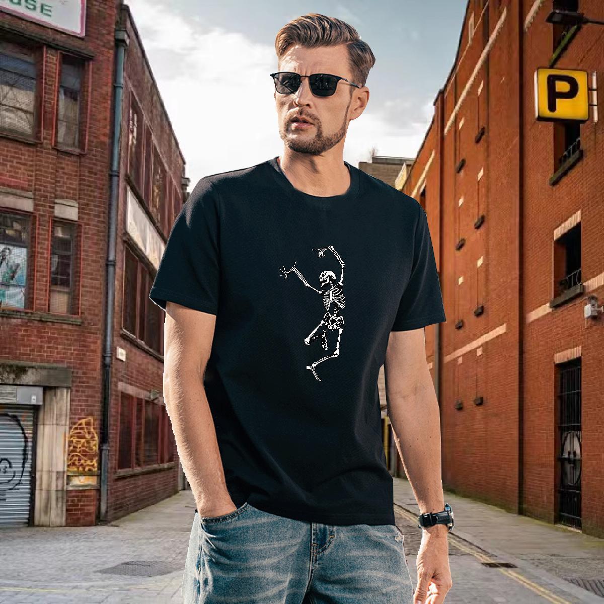 Designer T-Shirts for Men 100% Cotton 230g skull Daily Outfit Graphic Breathable Short Sleeve Mens Tshirts Free Shipping Tees