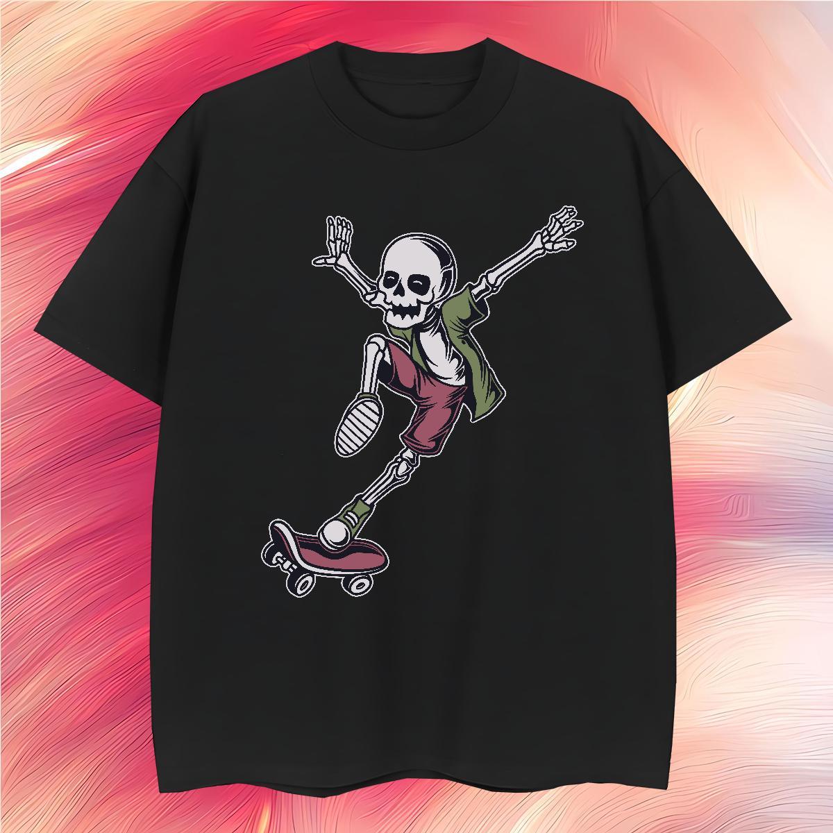 Cool T Shirts Men 100% Cotton 230g skull Daily Wear Anime Print Pure Cotton Men Tshirts Classic Tees Shirts