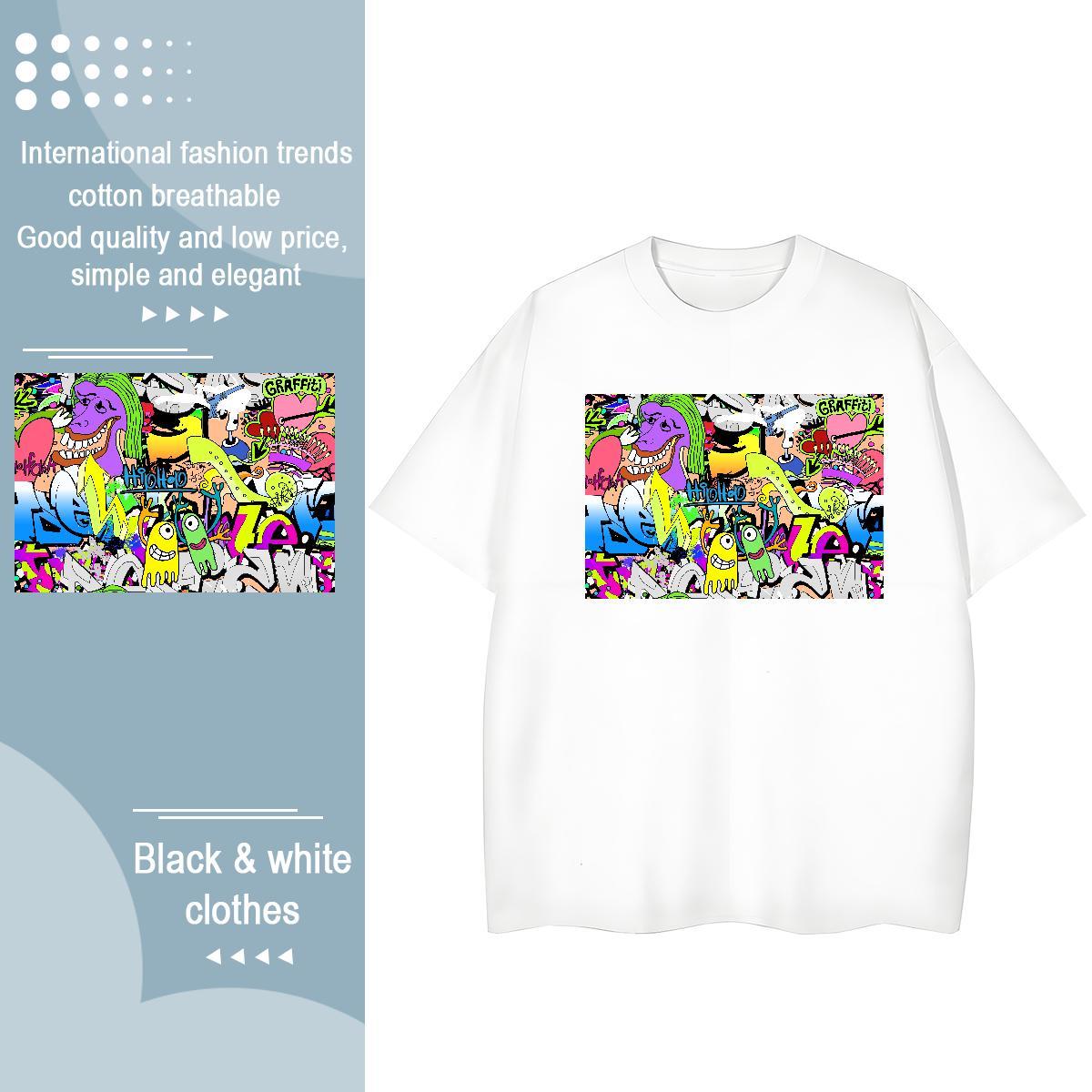 Brand Women Tshirts 230g Pure Cotton icon High Street Hip Hop T-Shirts Breathable Crew Neck Custom Printed Tees Shirts