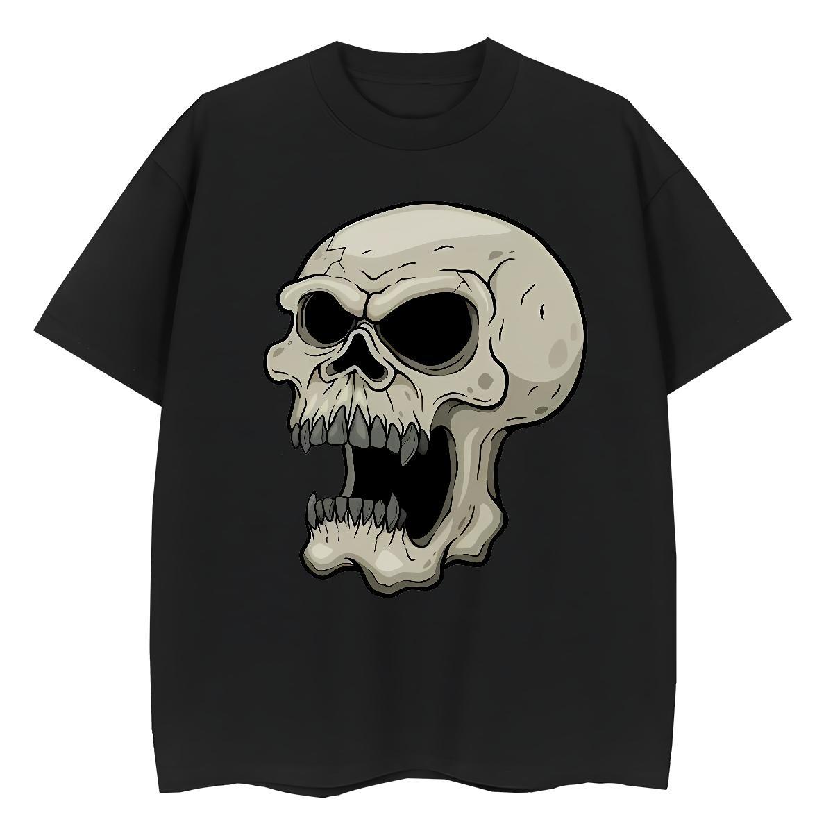 Classic T shirt 230g Pure Cotton skull Sports Casual Black Oversized Short Sleeve Soft Men Tops Tees Fashion Design Polos