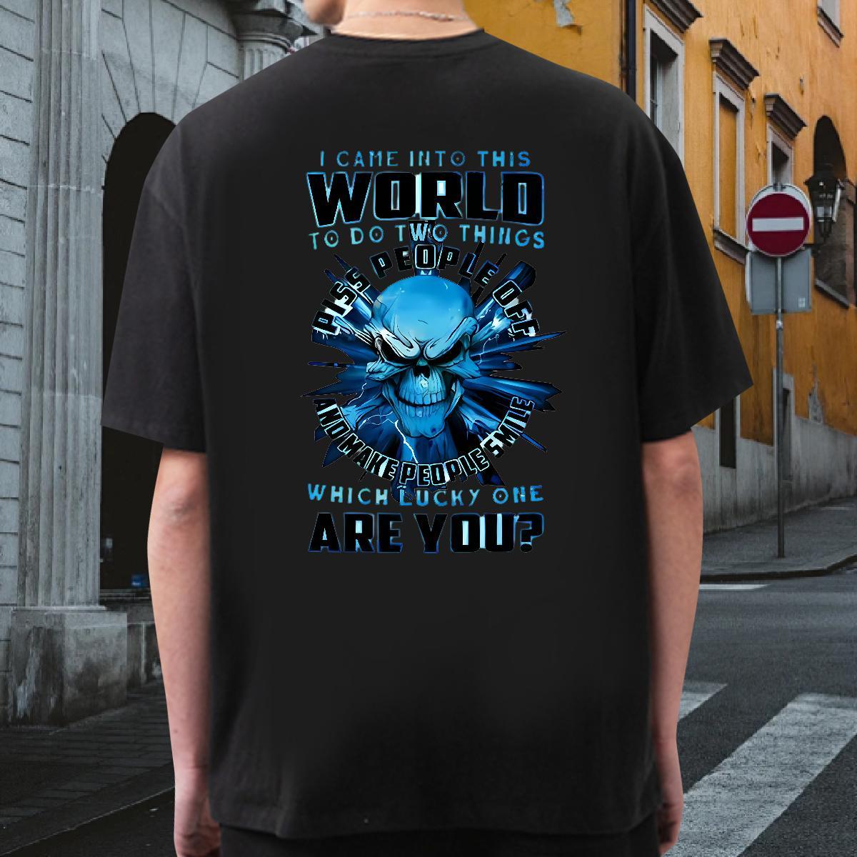 Loose Fit Mens T Shirts 230g Pure Cotton skull Summer Casual Skull Short Sleeve O-Neck Mens Tshirts DIY Polos