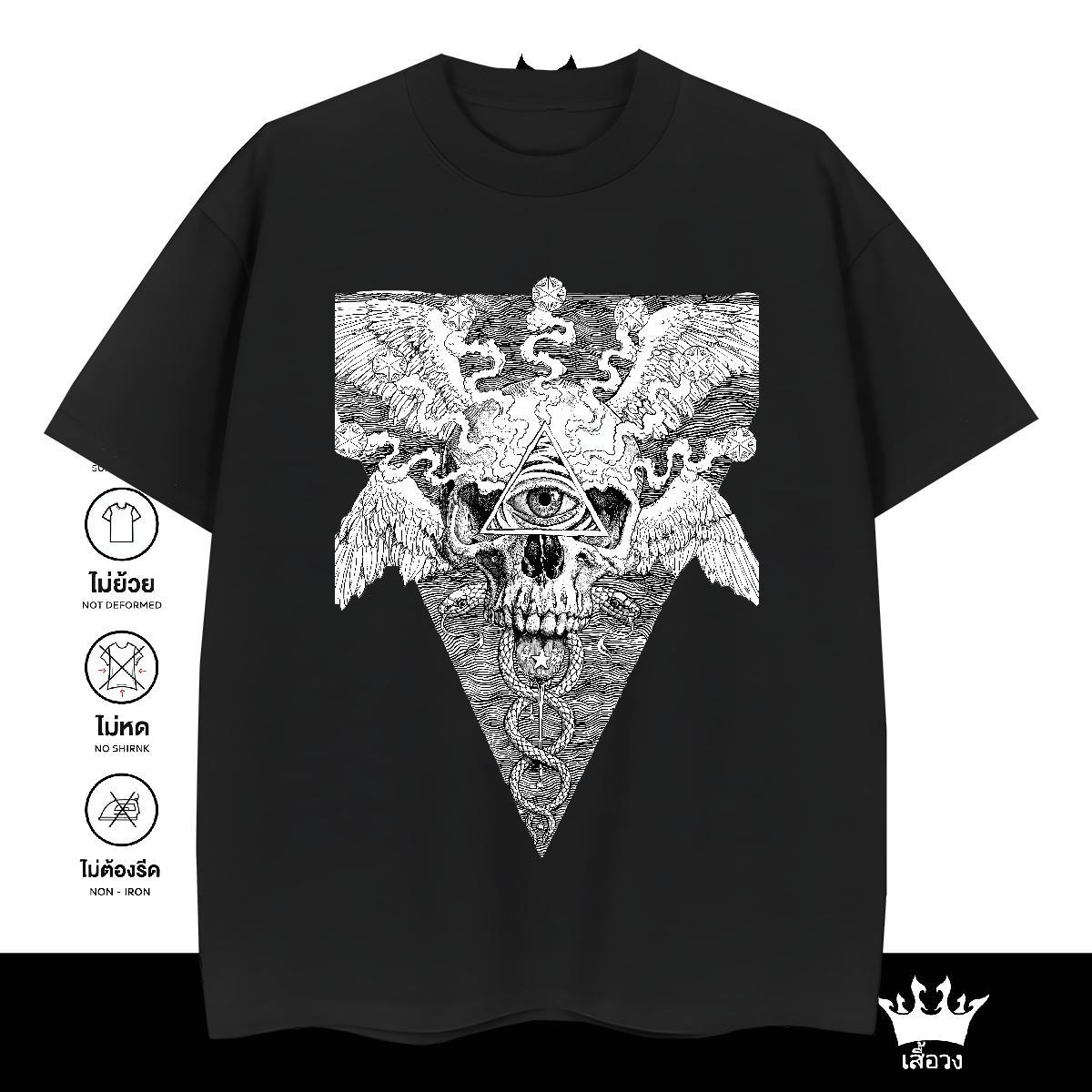 Loose T Shirt For Man 230g 100% Cotton eye of the devil Casual Daily Wear Cartoon Printing L-4XL Breathable Short Sleeve Couples T Shirts Fashion Desi