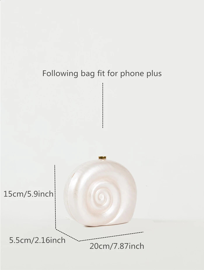 Snail shape Clutch Bag Acrylic purse women wedding evening party cute ivory pearl color handbag summer 2024 240824Z