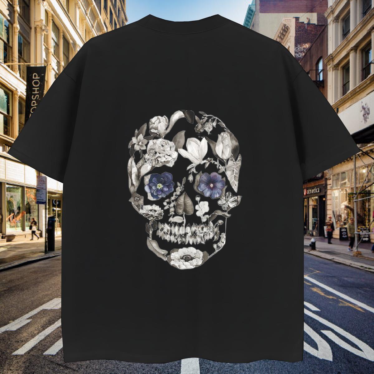 Designer T-Shirts 230g Cotton skull Hip Hop Street DIY Logo Oversized Crew Neck Breathable Tshirt for Man Woman 2024 Designer Wear