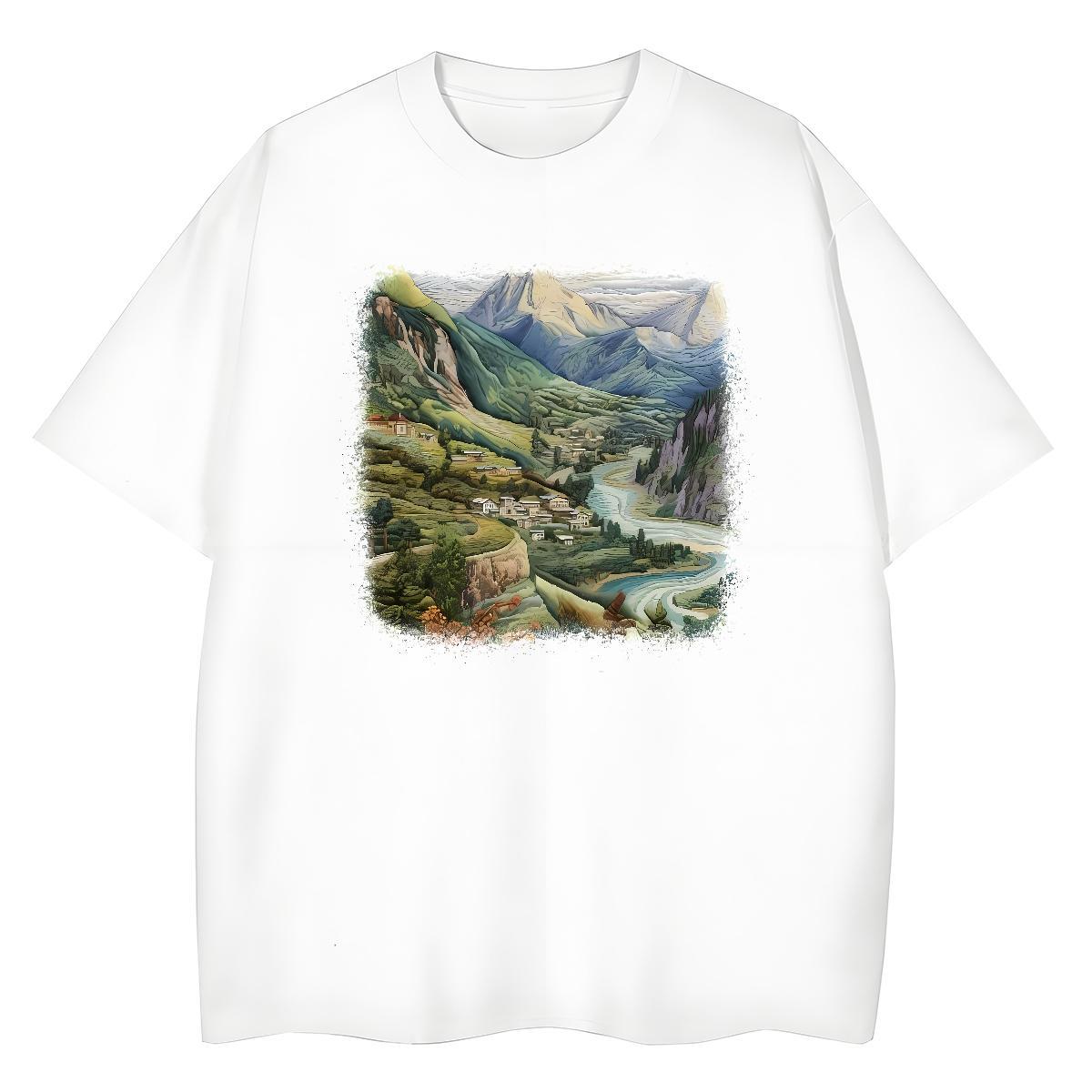 Brand Women Tshirts 100% Cotton 230g mountains Sport T-Shirts Breathable Short Sleeve DIY Printed Tee Shirt