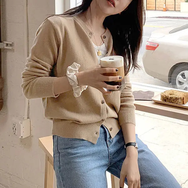 Womens Autumn Style Fashion Simplicity Solid Color O-neck Long Sleeve Sweater Coat Women Clothes All-match Loose Tops 240824