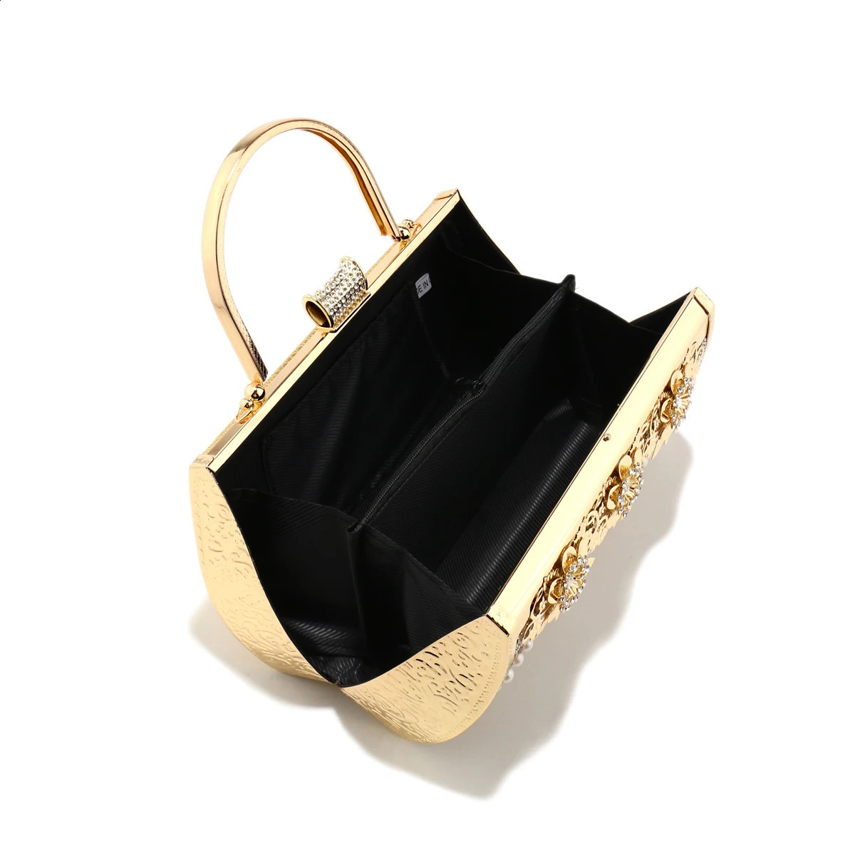 Bucket n Clutch Golden Glitter Elegant Girl Evening Bags s Pearl Bag With Handle Diamonds Handbags For Party 240824Z