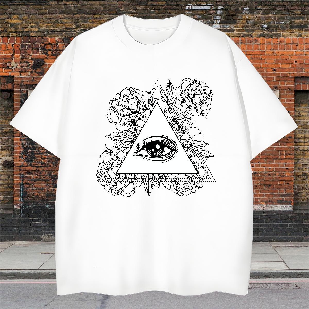 Unisex Man T Shirts 230g Pure Cotton eye of the devil Street wear Hip Hop DIY Printed Round Neck Short Sleeve Couples T Shirts Designer Tees