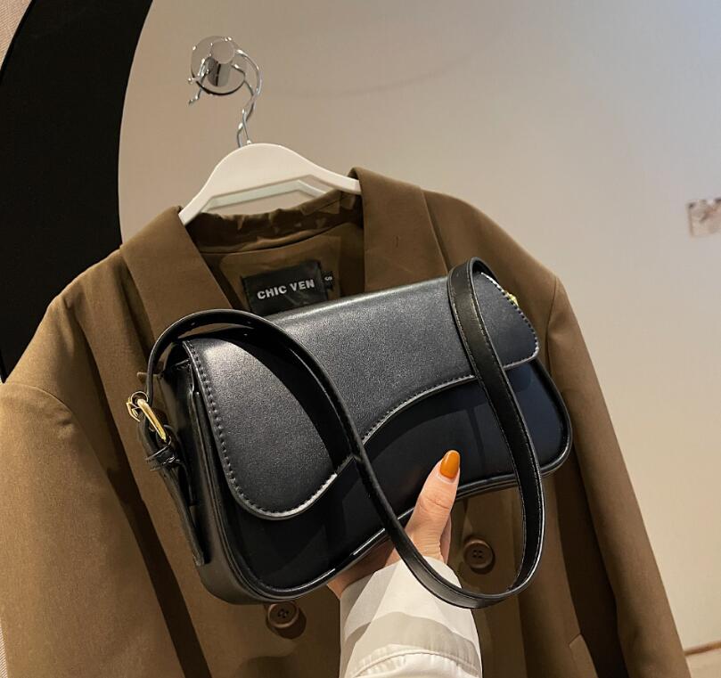 Women New Buckle Shoulder Bag Commuting Work Fashion Simple Style Armpit Bag Handheld Free shipping