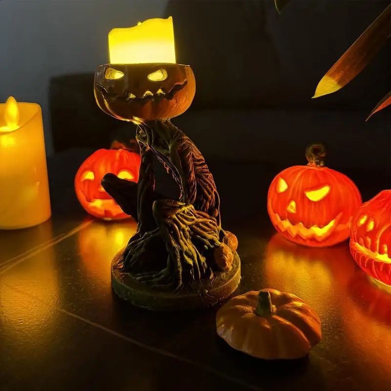 Halloween Pumpkin Candlestick Scary Halloween Decor Lantern Pumpkin Tealight Exquisite Versatile Tealight Candle Holders Home 240824