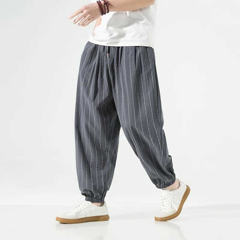 Sweatpants Spring Summer Harajuku Casual Mens Pants Cotton Striped Joggers Fashion Harem Baggy Pants For Man M240824