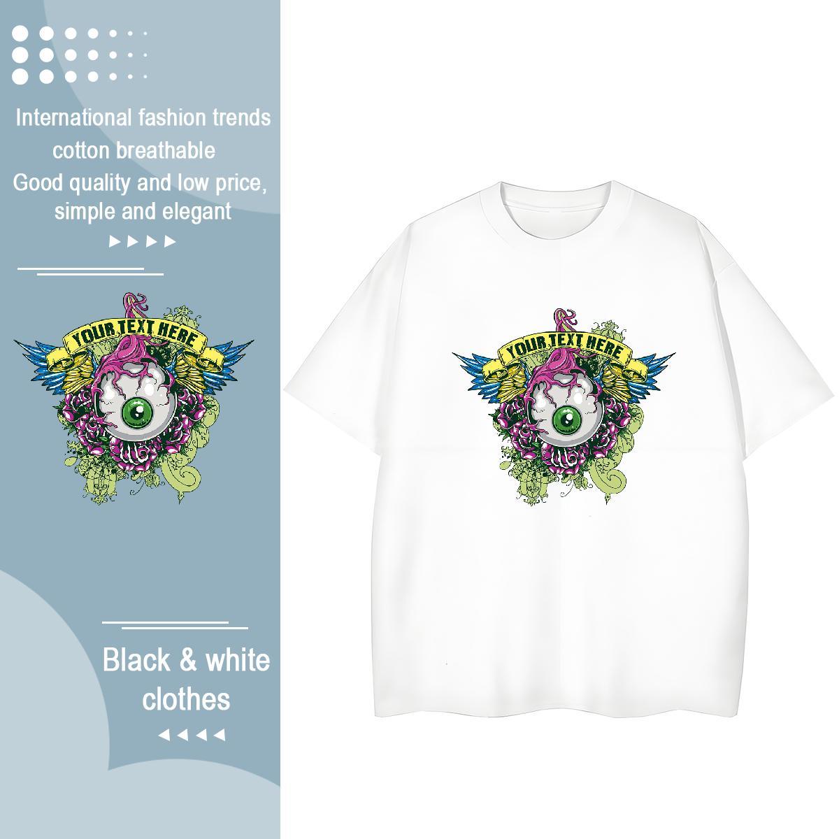 Loose Fit T Shirt For Man 230g 100% Cotton skull Street Casual Graphic Short Sleeve Soft Men Tshirts New Arrival Clothings