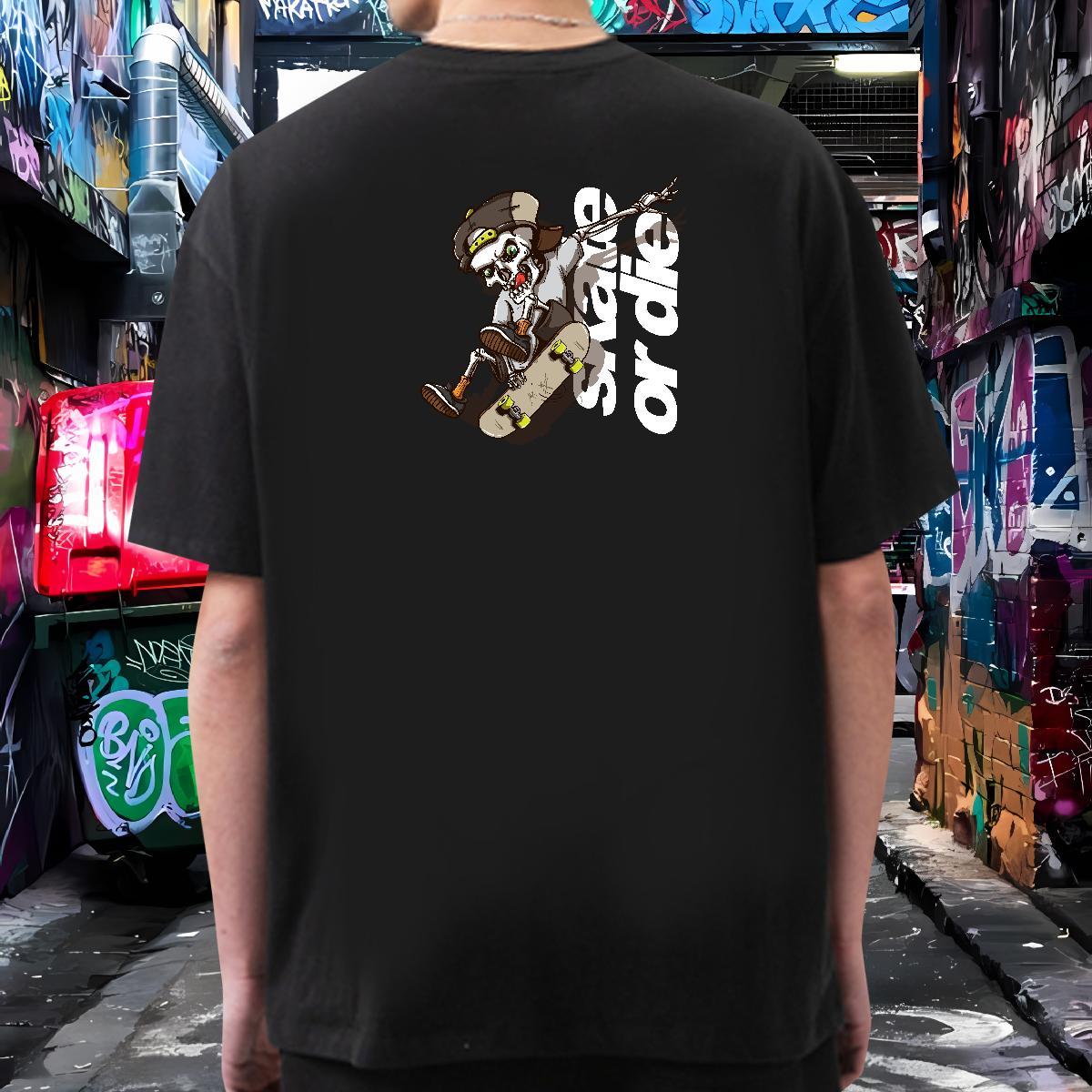 Soft T-Shirts for Men 100% Cotton 230g skull Street wear Hip Hop Custom Big Size O Neck Short Sleeves Mens Tshirts 2024 DIY Tee Shirt