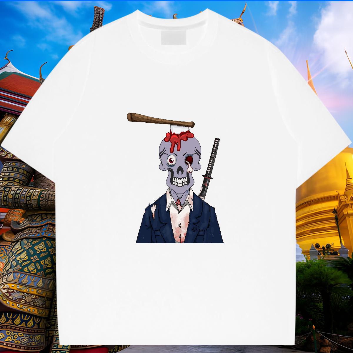 Designer Mens T Shirts 230g 100% Cotton skull Street wear Hip Hop DIY O-Neck Short Sleeve Men Clothes T-Shirt Wholesale Tees