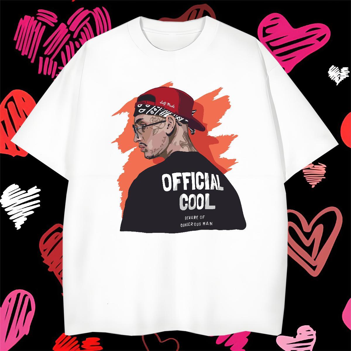 Soft Men T Shirts 100% Cotton 230g letter Hip Hop Cartoon Printing L-4XL Breathable Crew Neck Tshirts New Arrival Tees Shirts