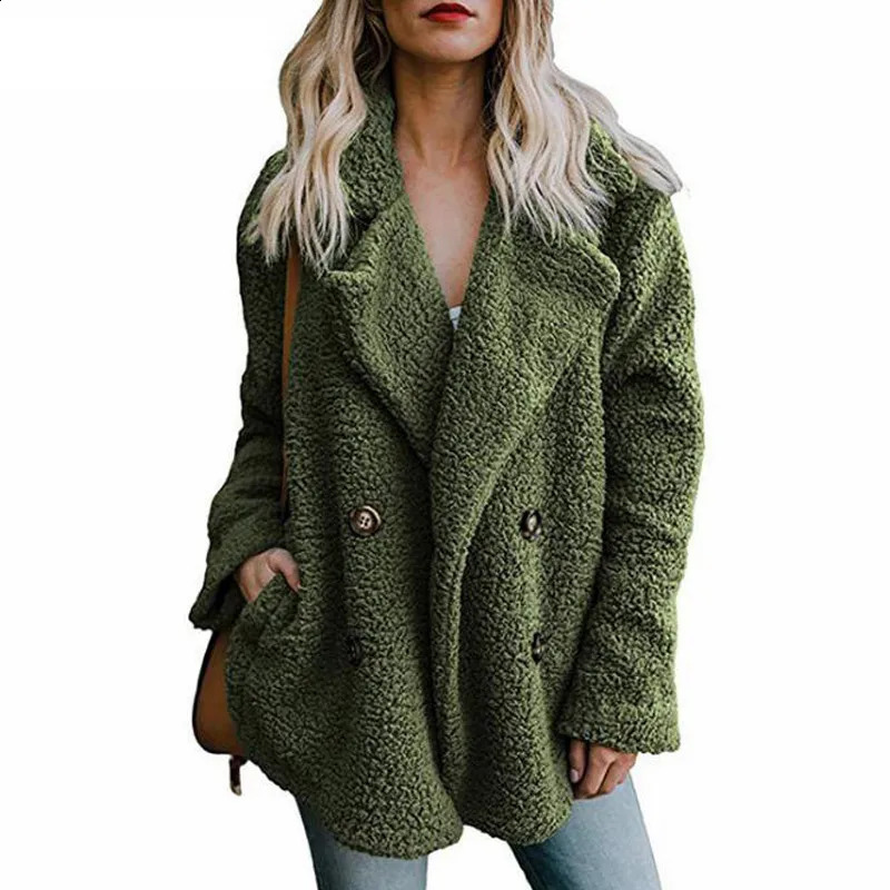 Plush Coat Womens Winter Jacket Fluffy Teddy Warm Artificial Wool Clothing Manto Women 240824