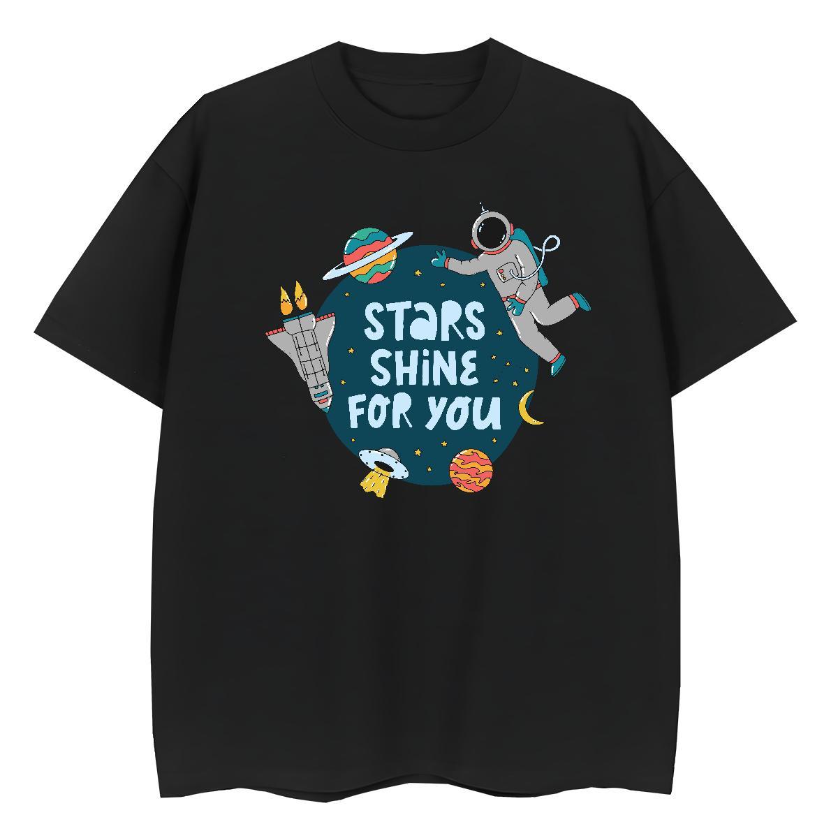 Nice Unisex Tshirts 230g Pure Cotton cosmonaut Summer Casual Woman T Shirts O Neck Short Sleeves Cartoon Anime Clothings