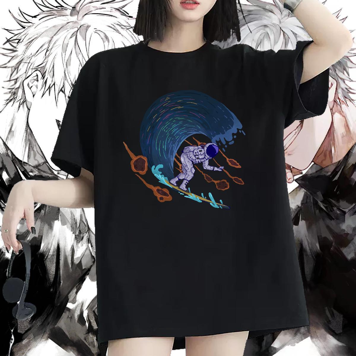 High quality Lady T shirt 230g Cotton animal Daily Wear Womens T Shirts Breathable Soft Anime Print Tees Shirts