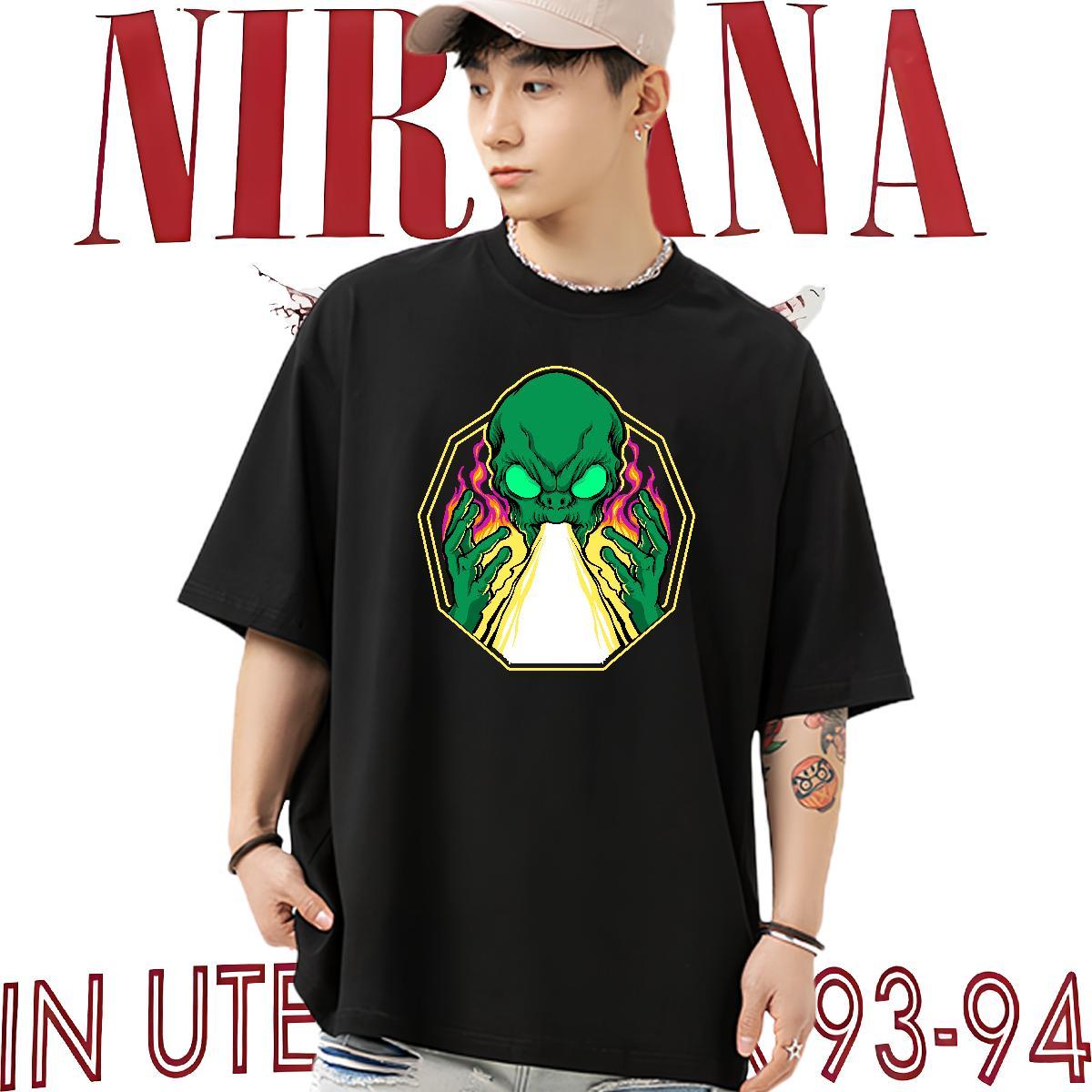 TOP Quality T Shirts Men 230g Cotton ET Street Anime Print Breathable Crew Neck Mens Tshirts 2024 Summer Tees