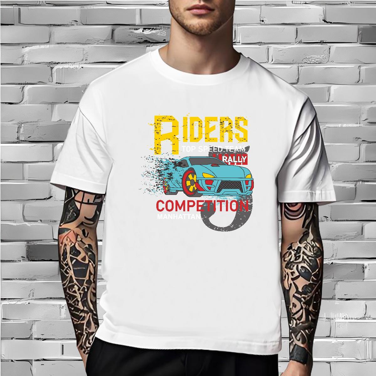 Comfortable T Shirt For Man 230g 100% Cotton car Beach Customized Print O Neck Short Sleeves Tshirts Fashion New Tops Shirt