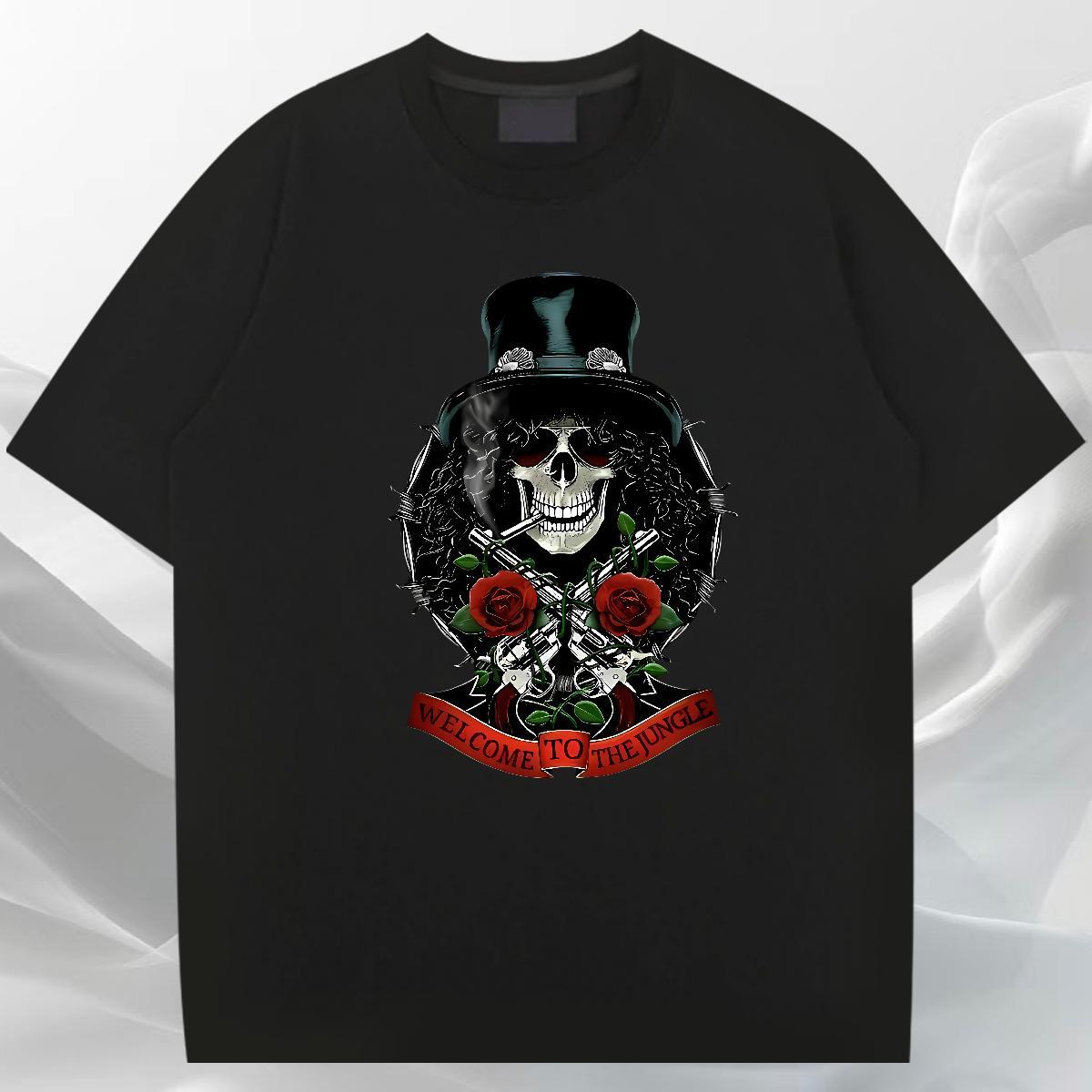 Soft T-Shirts 230g 100% Cotton skull Sport Floral Print Breathable Soft Tshirt for Man Woman 2024 DIY Tshirts
