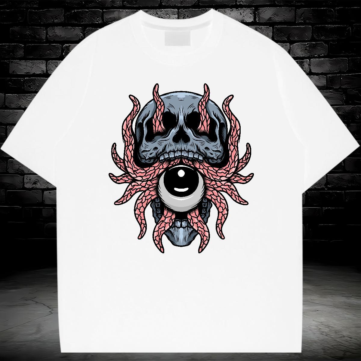 Free Shipping Mens T Shirts 230g Cotton skull Home Outdoor Graphic Breathable Short Sleeve Tshirts 2024 Summer Tops