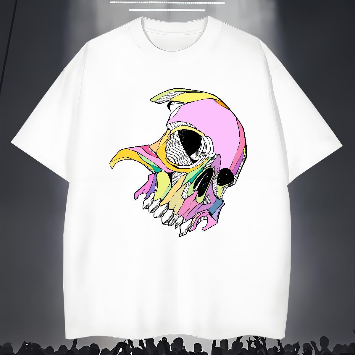 Classic T shirt 230g Cotton skull Casual Beach Cartoon Printing L-4XL Breathable Short Sleeve Couples T Shirts Fashion Casual Tops