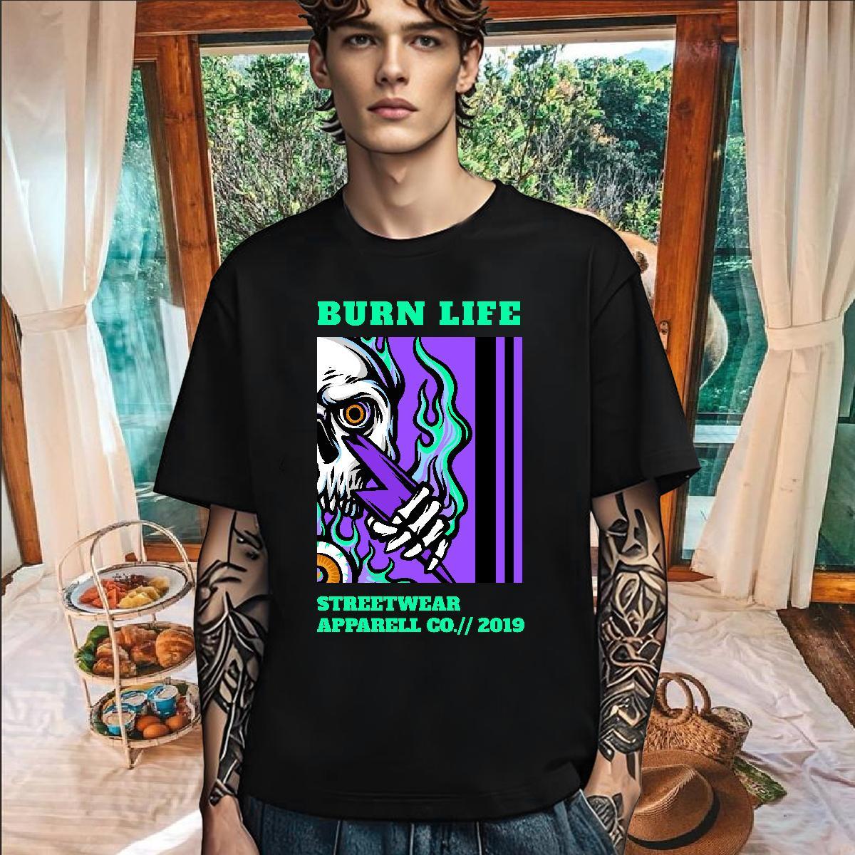 Wholesale T-Shirts for Men 100% Cotton 230g skull High Street Hip Hop Customized Print O-Neck Short Sleeve Mens Tshirts Classic Casual Tee Shirt