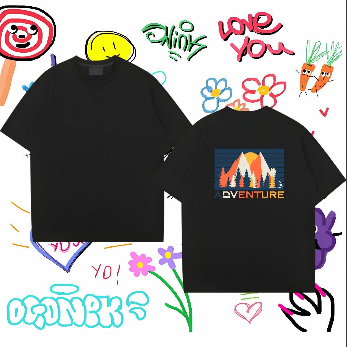 Cool Design Mens T Shirts 230g 100% Cotton mountains Street wear Hip Hop Plus Size Custom Breathable Soft Tshirts Designer Tops Tees