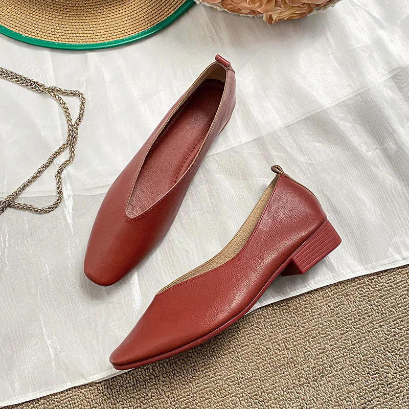 Womens Elegant Summer French Square Toe Green Mary Jens Cute Leisure Apartment Womens Retro Shoes Low Heel Soft soled Flat Shoes 240823 ww