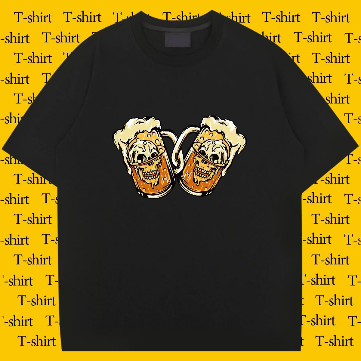Cool Design T Shirt For Man 230g Pure Cotton skull Daily Wear Cartoon Print Breathable Crew Neck Men Tops Tees Designer Tshirts